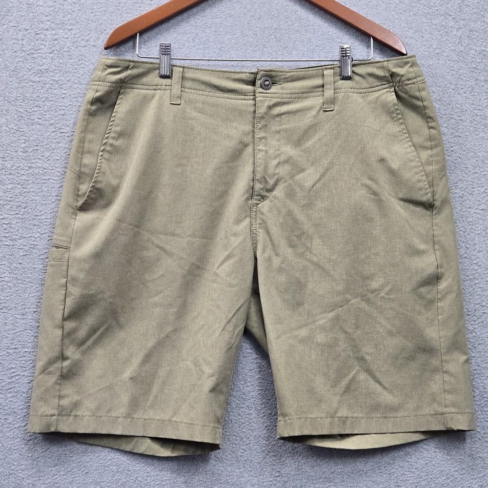 Volcom Men Shorts 38 Khaki Cargo Pockets High Rise 9" Inseam Stretch Casual